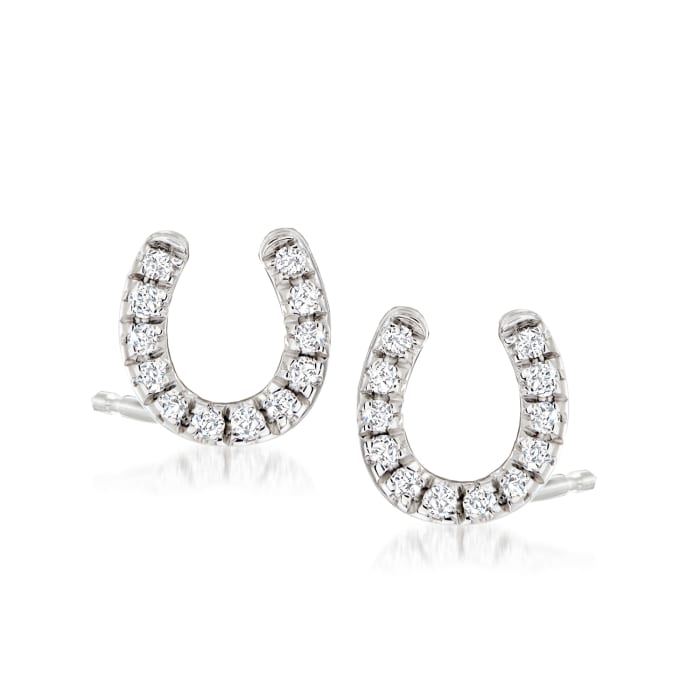 .10 ct. t.w. Diamond Horseshoe Stud Earrings in Sterling Silver