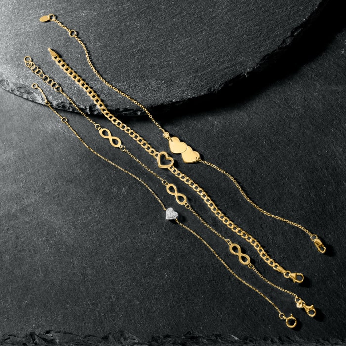 Italian 14kt Yellow Gold Infinity Station Bracelet