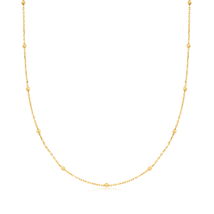 Italian 14kt Yellow Gold Bead Station Necklace