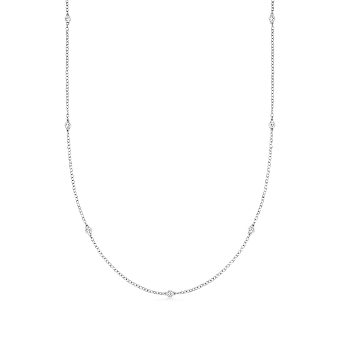 .20 ct. t.w. Bezel-Set Diamond Station Necklace in Sterling Silver
