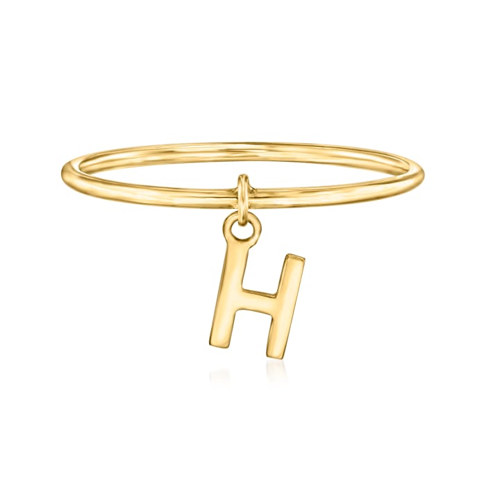 14kt Yellow Gold &quot;H&quot; Initial Charm Ring