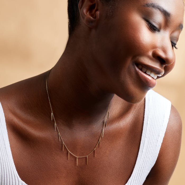 14kt Yellow Gold Spike Drop Necklace
