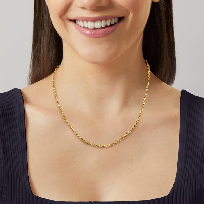Italian 14kt Yellow Gold Hammered-Link Necklace 18-inch