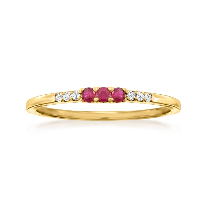 .10 ct. t.w. Ruby and Diamond-Accented Ring in 14kt Yellow Gold