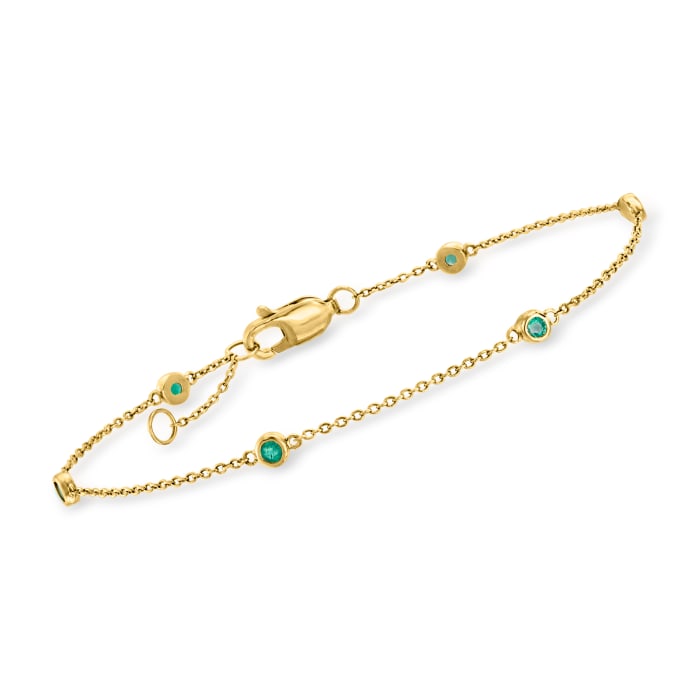 .20 ct. t.w. Emerald Station Bracelet in 14kt Yellow Gold