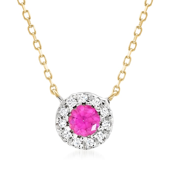 .10 Carat Pink Topaz Necklace with Diamond Accents in 14kt Yellow Gold