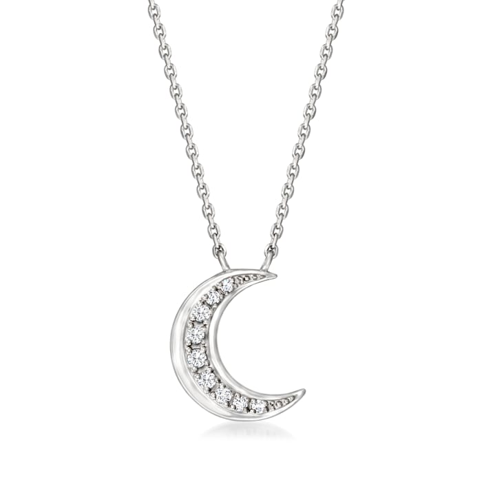.10 ct. t.w. Diamond Moon Necklace in Sterling Silver