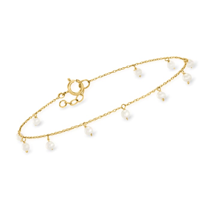2.5-3mm Cultured Pearl Station Bracelet in 14kt Yellow Gold