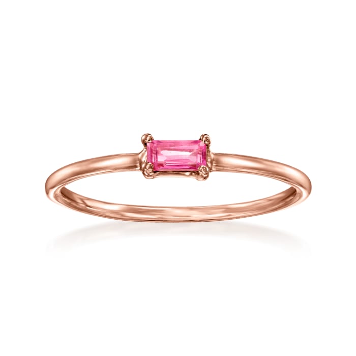 .10 Carat Baguette Pink Topaz Ring in 14kt Rose Gold
