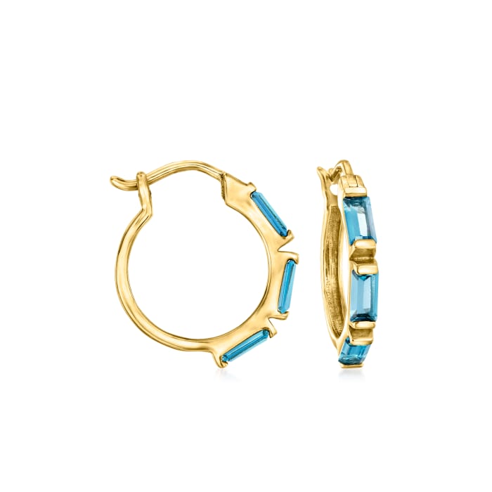 .50 ct. t.w. London Blue Topaz Hoop Earrings in 14kt Yellow Gold