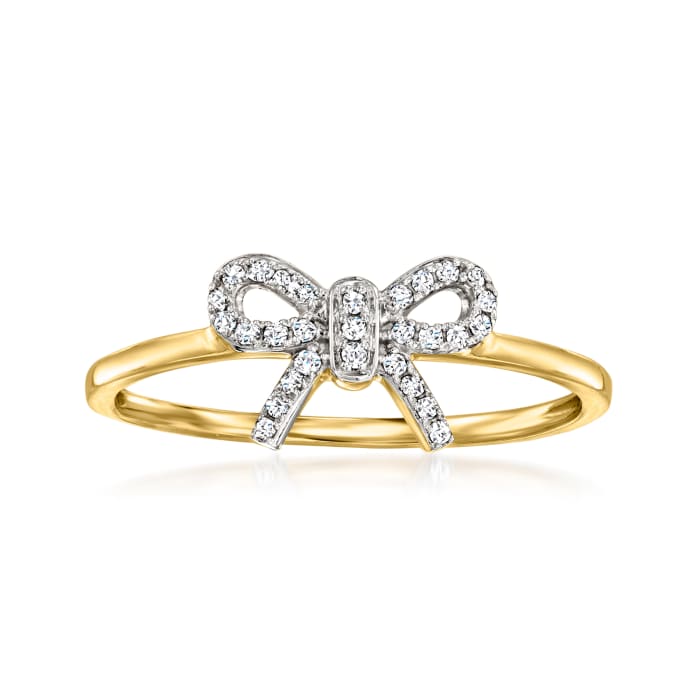 Diamond-Accented Bow Ring in 14kt Yellow Gold