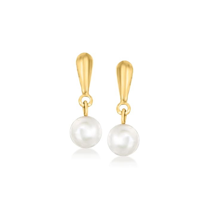 5-6mm Cultured Pearl Drop Earrings in 14kt Yellow Gold