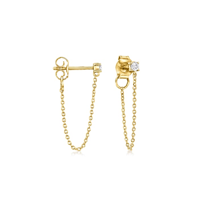 .10 ct. t.w. Diamond Chain Drop Earrings in 14kt Yellow Gold
