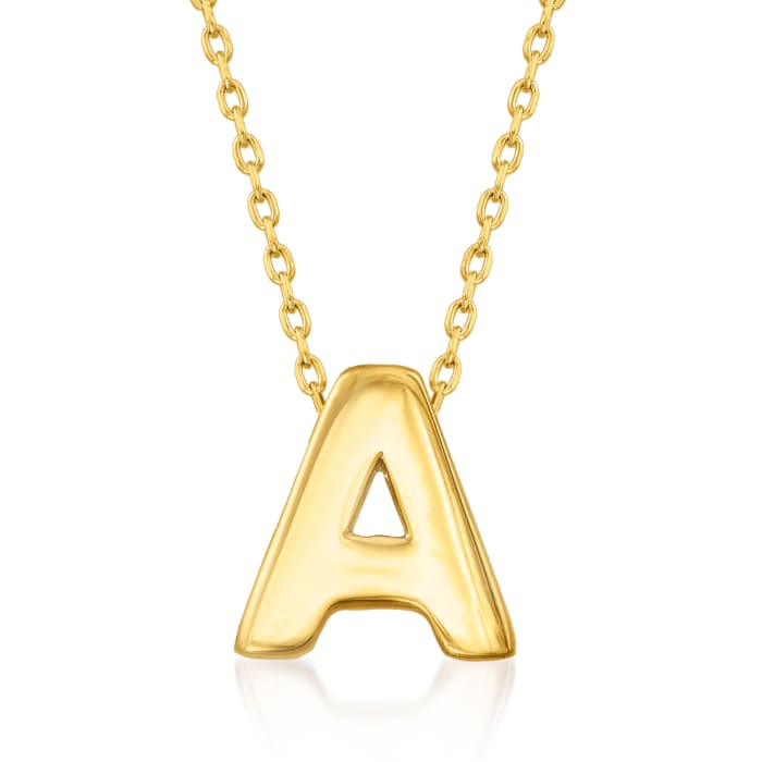 14kt Yellow Gold Mini Initial Necklace 17-inch  (A)