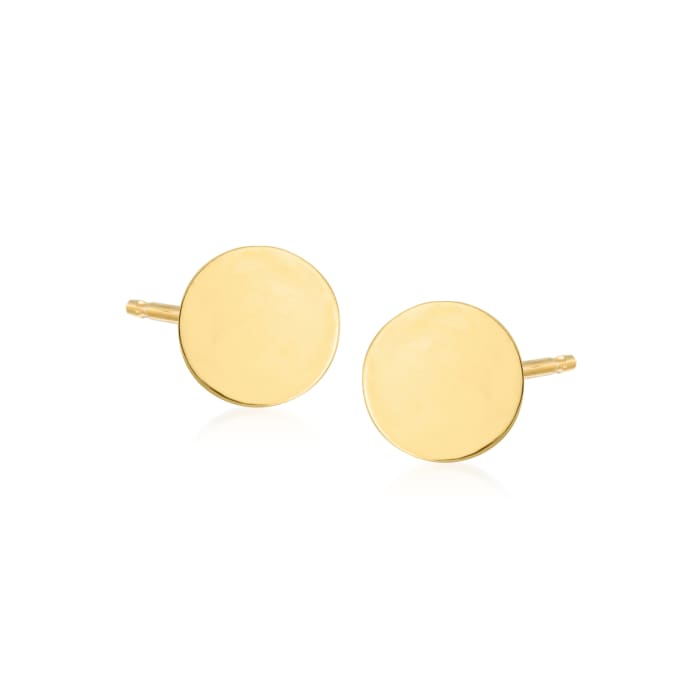 Italian 14kt Yellow Gold Flat Circle Stud Earrings