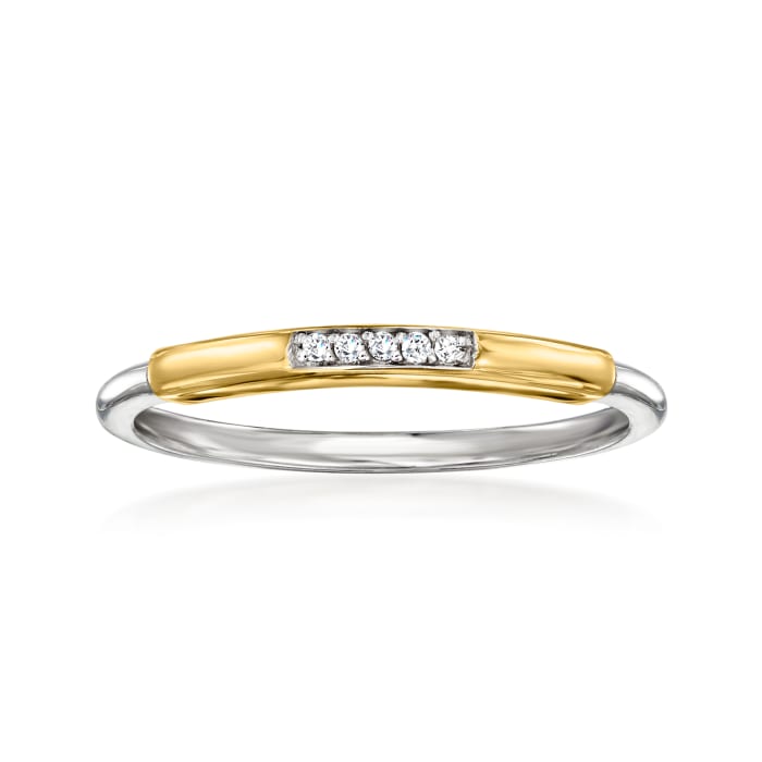 Diamond-Accented Ring in Sterling Silver and 14kt Yellow Gold
