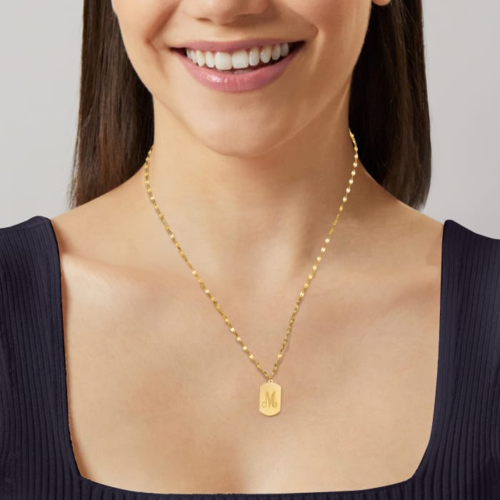 Italian 14kt Yellow Gold Tag Pendant Necklace