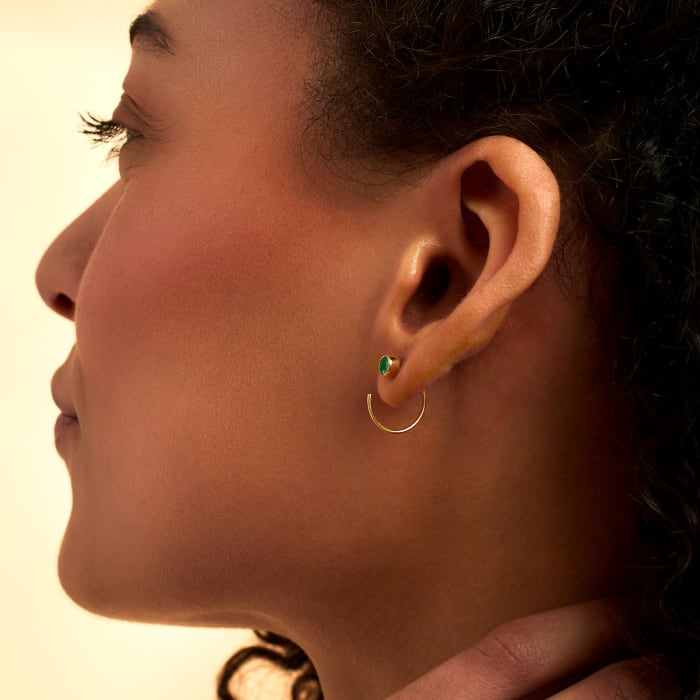 .50 ct. t.w. Emerald C-Hoop Earrings in 14kt Yellow Gold
