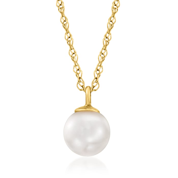 5-5.5mm Cultured Pearl Pendant Necklace in 14kt Yellow Gold