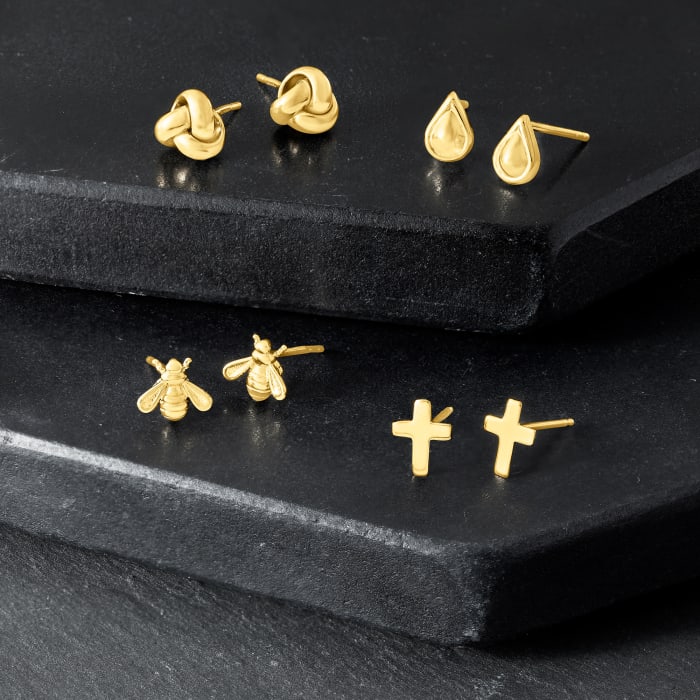 14kt Yellow Gold Love Knot Stud Earrings