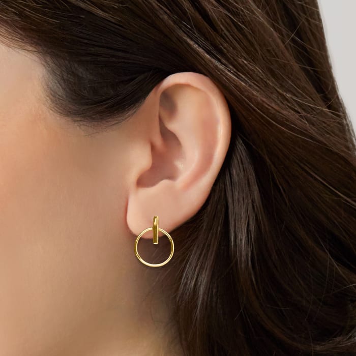14kt Yellow Gold Open-Circle Drop Earrings