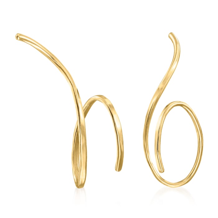 14kt Yellow Gold Endless Swirl Wire Earrings