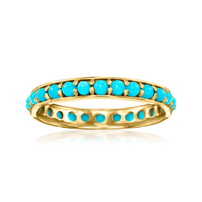 Turquoise Eternity Band in 14kt Yellow Gold