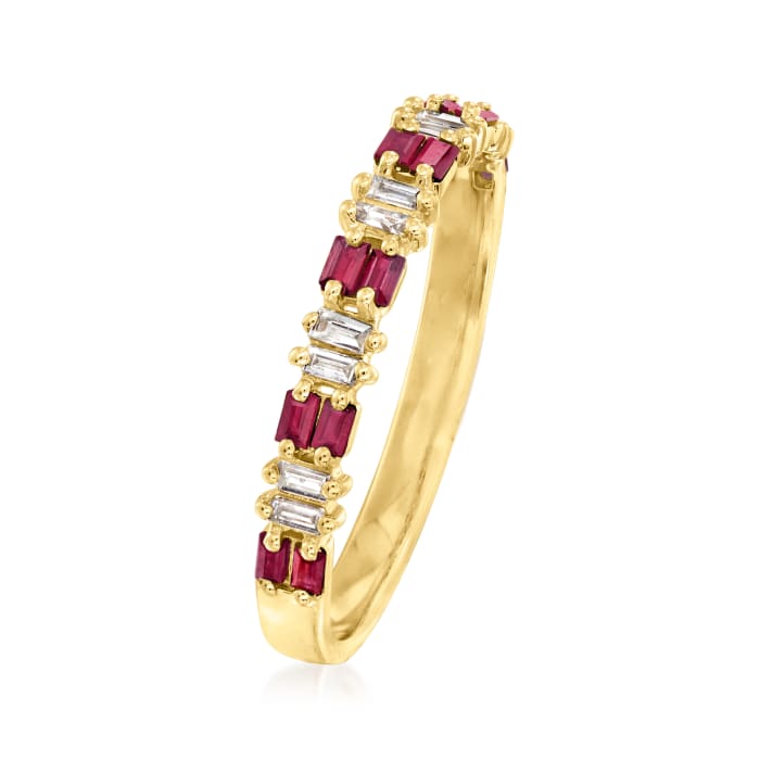 .30 ct. t.w. Ruby and .10 ct. t.w. Diamond Ring in 14kt Yellow Gold