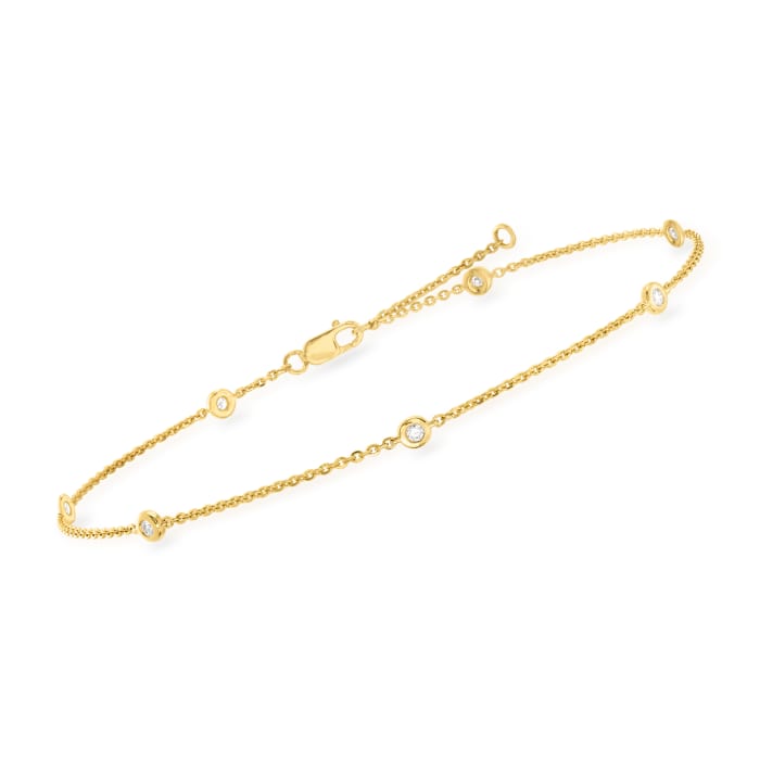 .20 ct. t.w. Bezel-Set Diamond Anklet in 14kt Yellow Gold