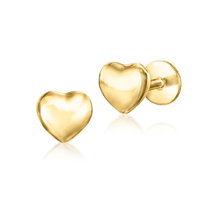 14kt Yellow Gold Heart Flat-Back Stud Earrings