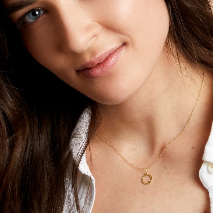 14kt Yellow Gold Circle Pendant Necklace with Diamond Accent