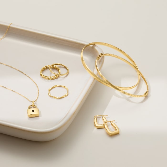 Italian 14kt Yellow Gold Square Hoop Earrings