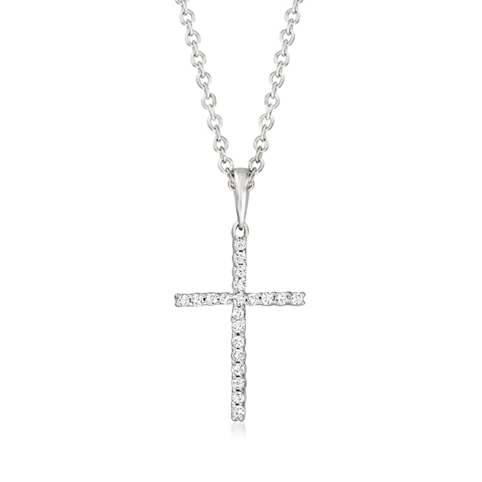 Diamond-Accented Cross Pendant Necklace in Sterling Silver