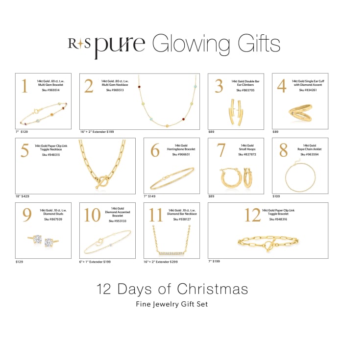 RS Pure 12 Days of Christmas Fine Jewelry Gift Set: Glowing 14kt Yellow Gold