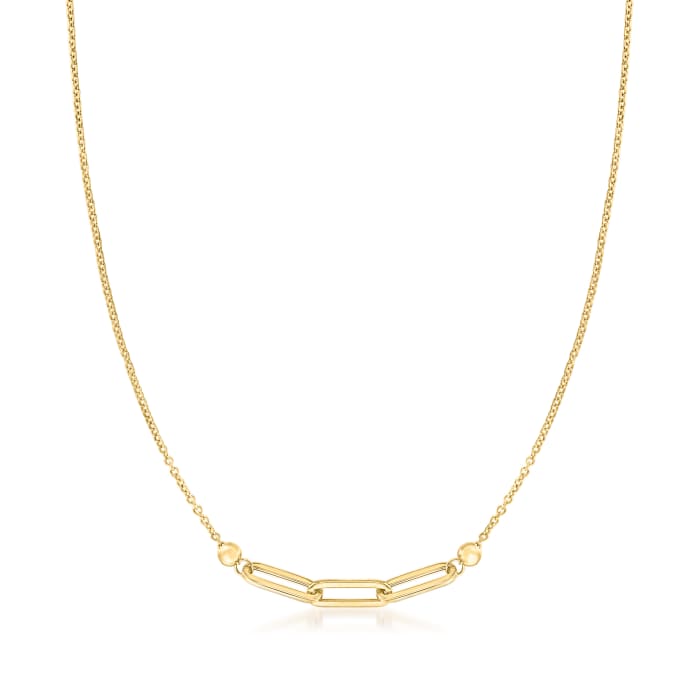 Italian 14kt Yellow Gold Paper Clip Link Necklace