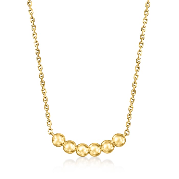 Italian 14kt Yellow Gold Curved Bead Necklace