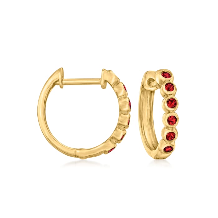 .20 ct. t.w. Ruby Huggie Hoop Earrings in 14kt Yellow Gold