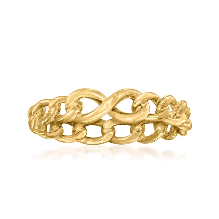 Italian 14kt Yellow Gold Infinity Symbol Curb-Link Ring