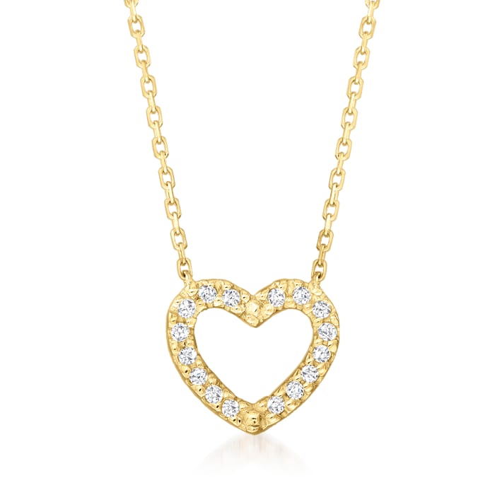Diamond-Accented Heart Necklace in 14kt Yellow Gold