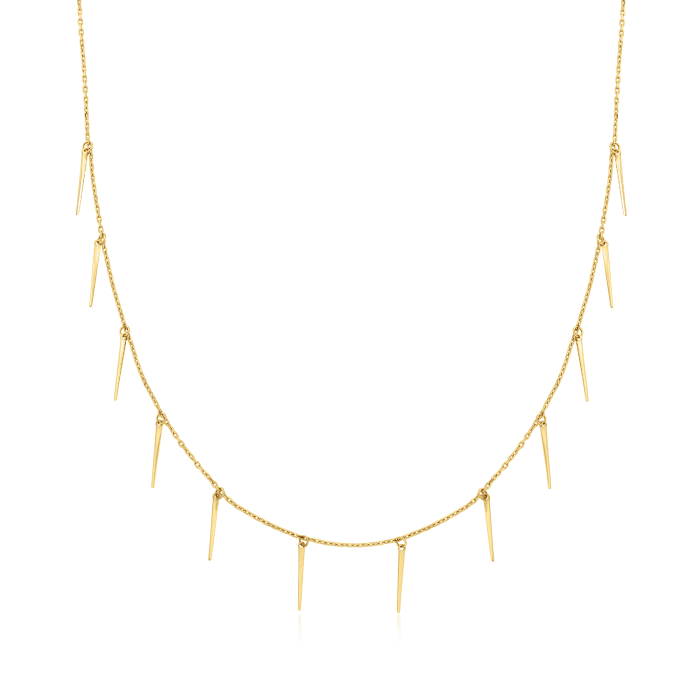 14kt Yellow Gold Spike Drop Necklace