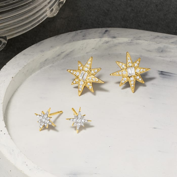 .15 ct. t.w. Diamond Star Stud Earrings in 14kt Yellow Gold