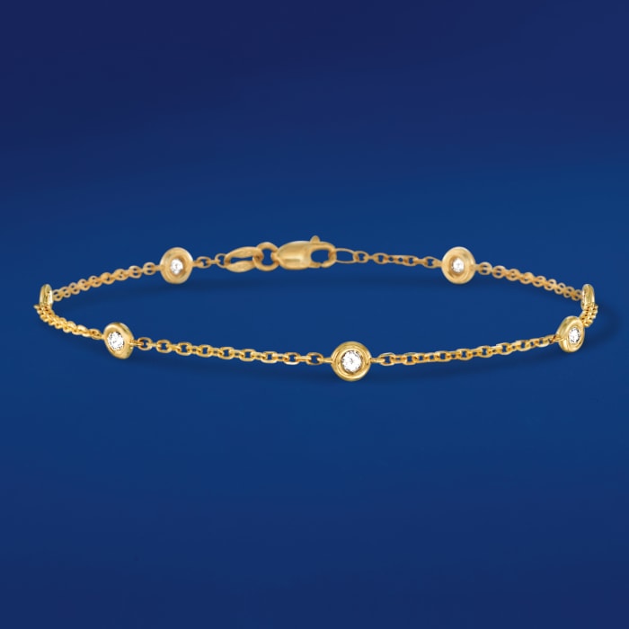 .20 ct. t.w. Bezel-Set Diamond Station Bracelet in 14kt Yellow Gold