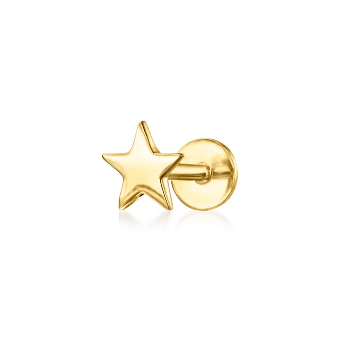 14kt Yellow Gold Single Star Flat-Back Stud Earring