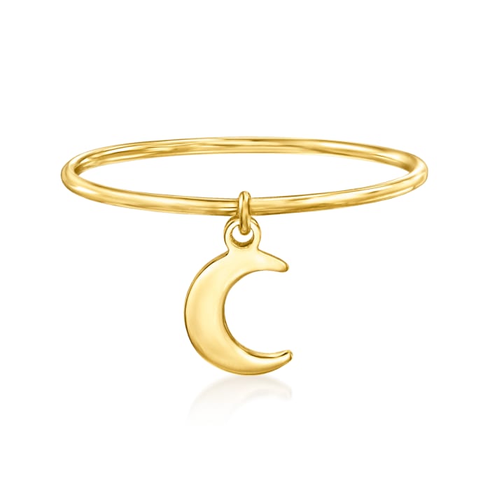 Italian 14kt Yellow Gold Moon Charm Ring