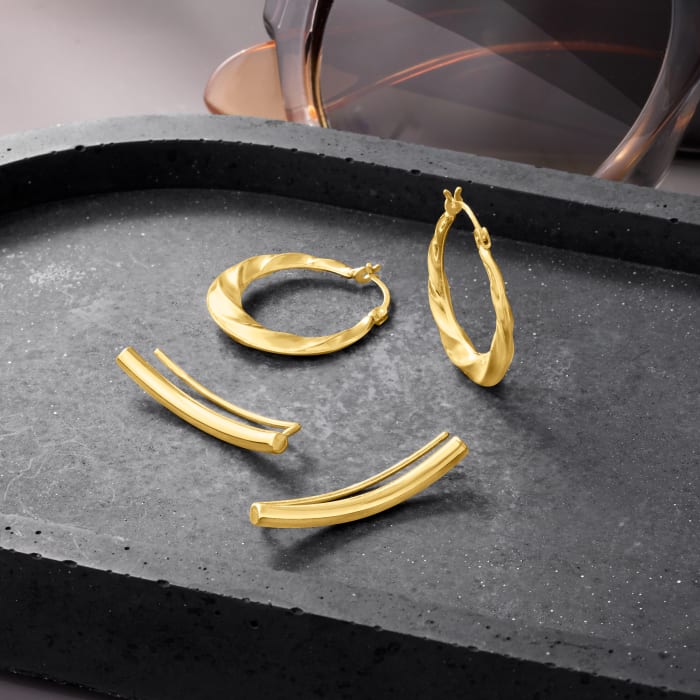 Italian 14kt Yellow Gold Bar Ear Climbers