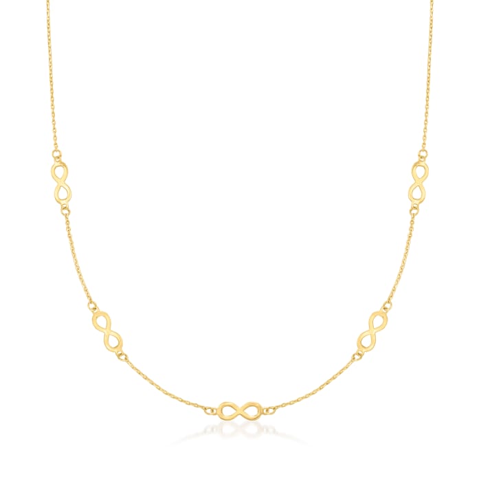 Italian 14kt Yellow Gold Infinity Station Link Necklace