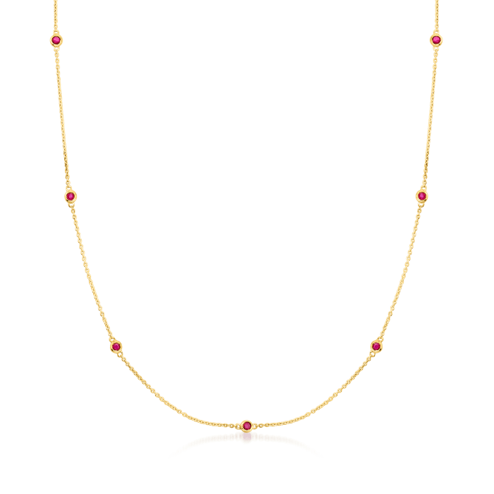 .30 ct. t.w. Ruby Station Necklace in 14kt Yellow Gold