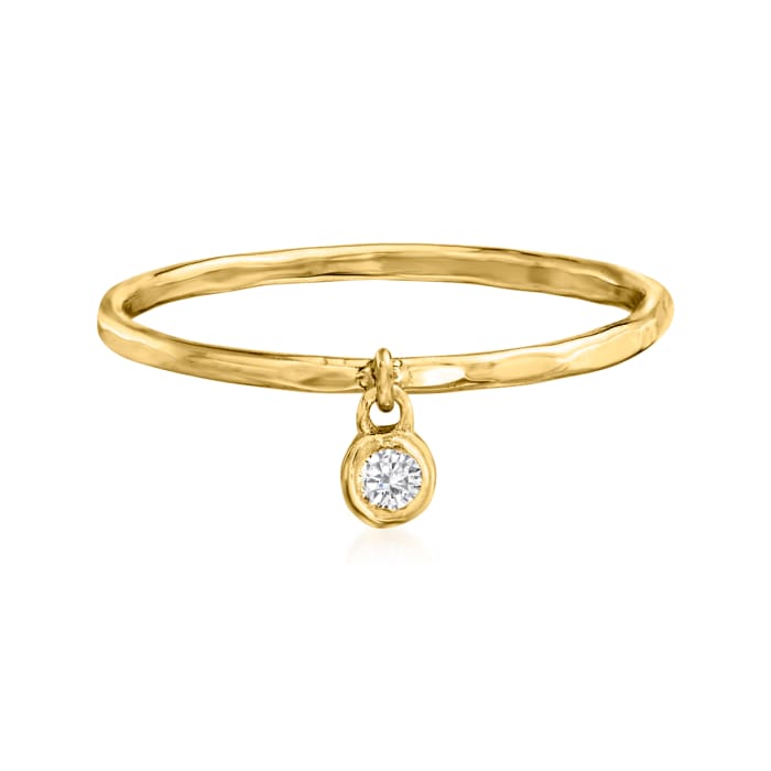 14kt Yellow Gold Bezel-Set Diamond Accent Charm Ring