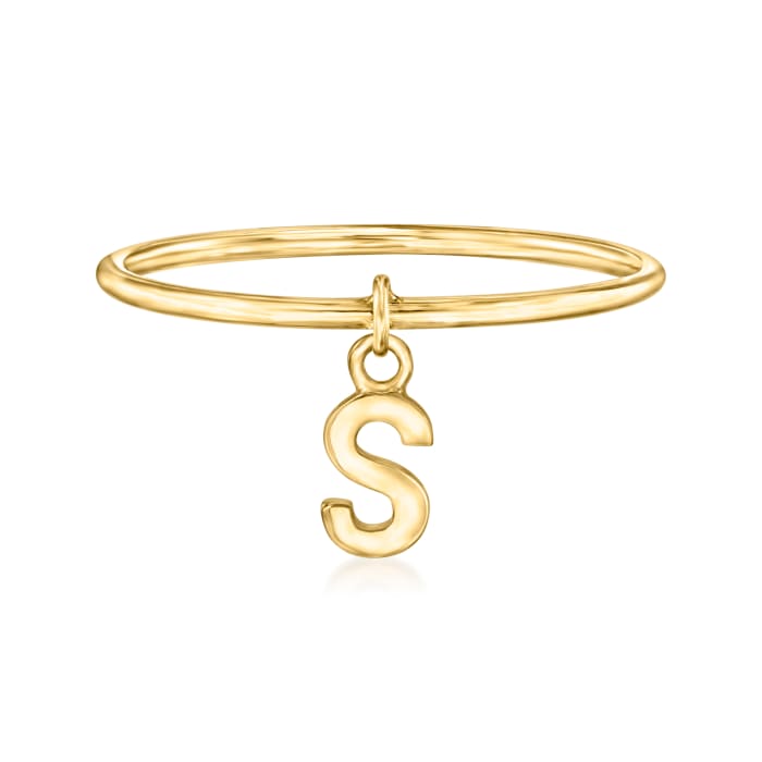 14kt Yellow Gold &quot;S&quot; Initial Charm Ring