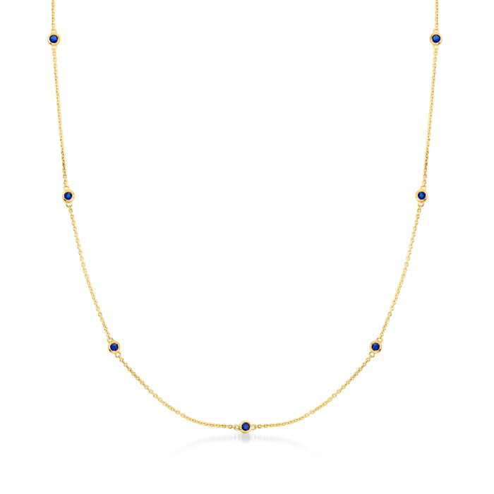 .20 ct. t.w. Sapphire Station Necklace in 14kt Yellow Gold